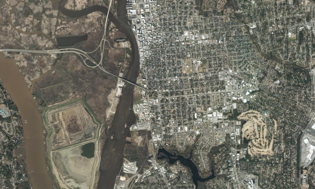 Aerial imagery of Wilmington and the Cape Fear River
